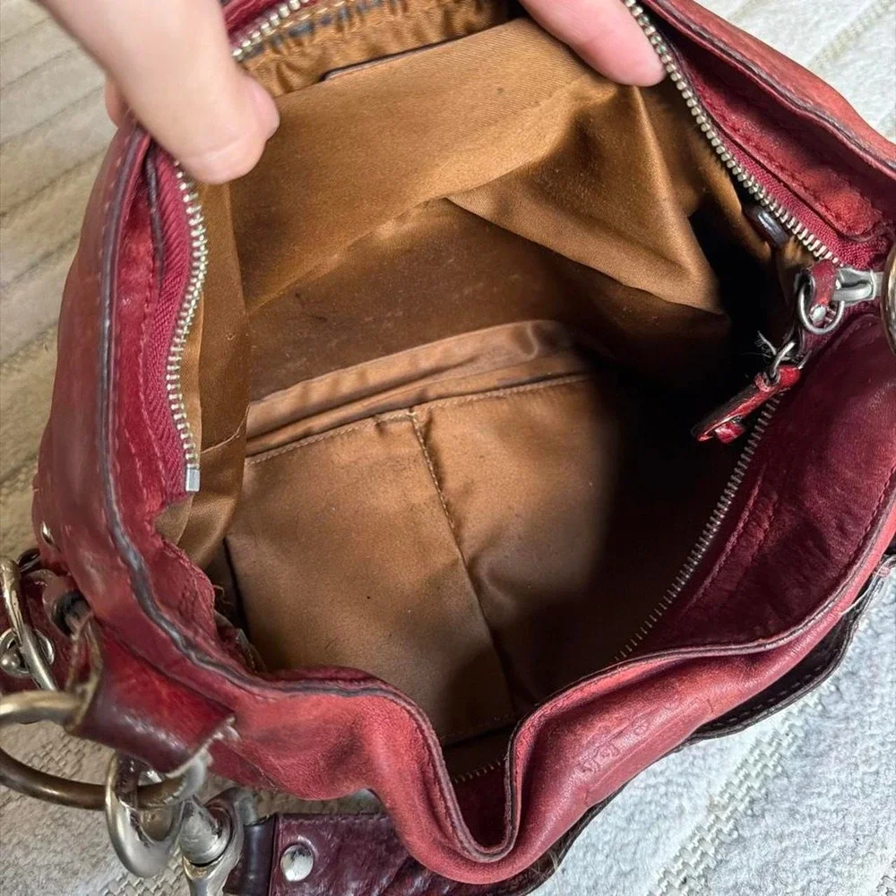 Coach VTG 2009 Red Leather Zoe Hobo Shoulder Bag Slouchy Y2k Purse F12671